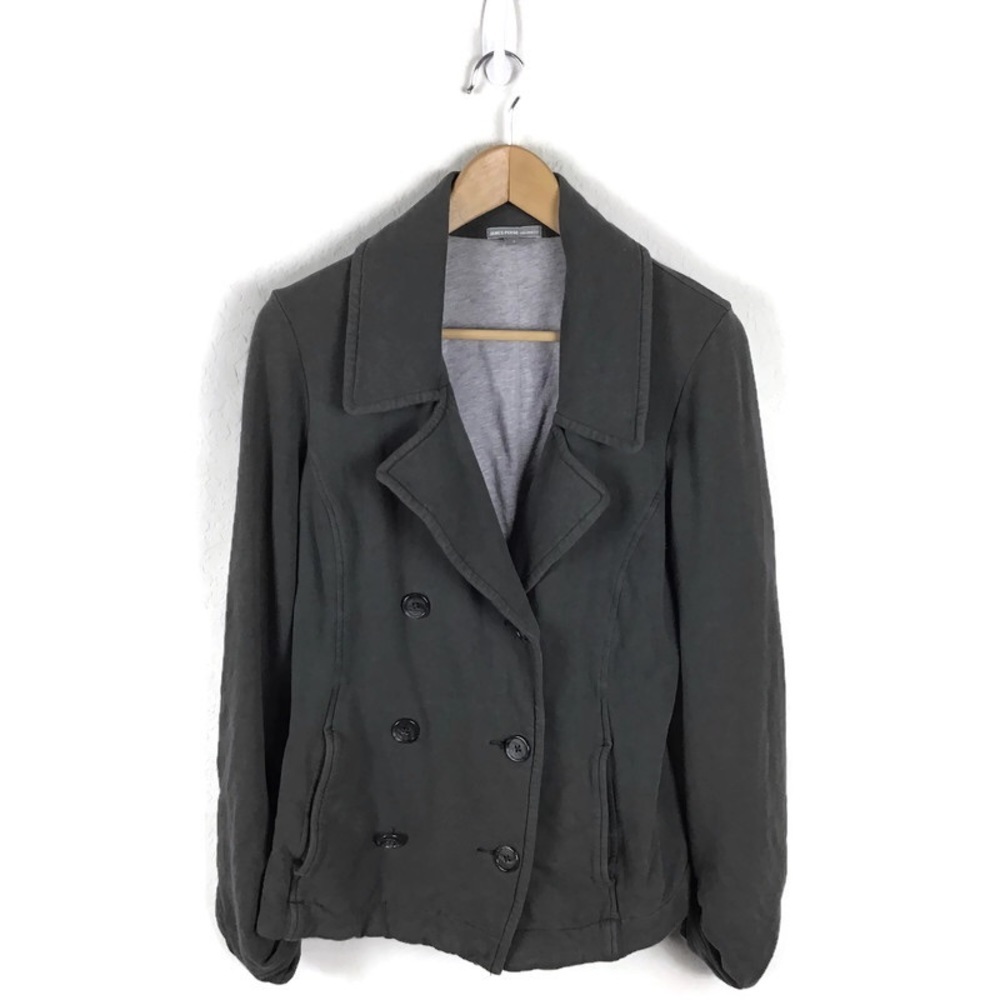 James Perse Jacket 3 Gray Cotton Peacoat Double Breasted Blazer Women’s